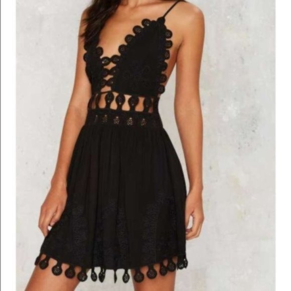 Black Lace / Crochet Mini Dress - Picture 4 of 4